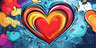 多彩爱心涂鸦艺术插画