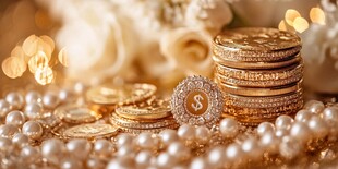 奢华金币与珍珠的财富景致