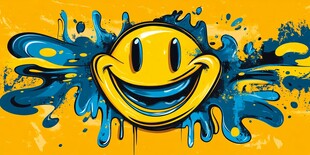 笑脸涂鸦 色彩泼溅的欢乐