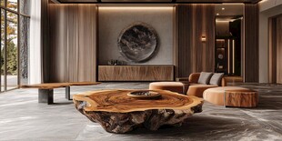 现代客厅的自然风木质茶几