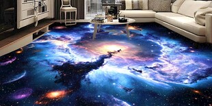 梦幻星空客厅地板图案