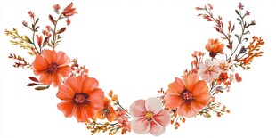 橙色花卉花环装饰图案