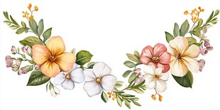 手绘多彩花卉装饰花环