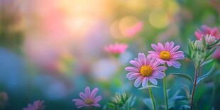 阳光下的粉色小花绽放