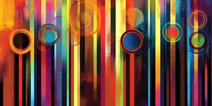 多彩条纹与圆圈抽象背景