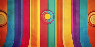 多彩条纹背景中的圆形元素