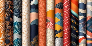 多彩日式花纹布料展示