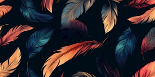 梦幻绚丽羽毛无缝背景图