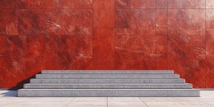 红墙前的灰色石阶