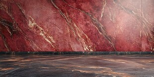 深红大理石墙面地面场景