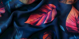 梦幻秋叶图案丝绸布料