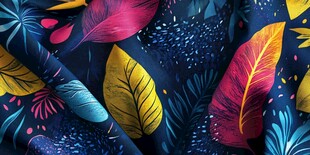 热带风情多彩叶片图案