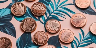 铜币与叶饰的精美组合