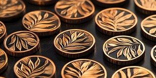 铜质叶纹圆片 精致工艺美