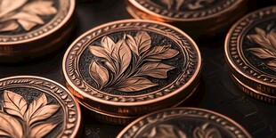 复古铜质树叶图案硬币