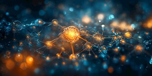 未来科技感的分子连接画面