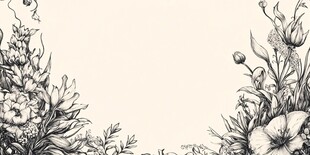 花卉黑白手绘边框素材