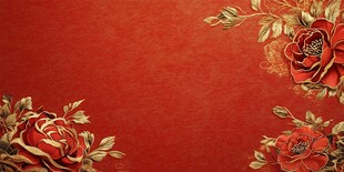复古红底花卉装饰背景图