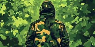 迷彩背影置身葱郁丛林间