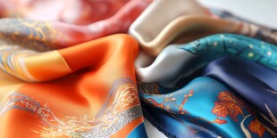 多彩丝绸围巾展示