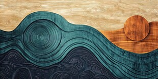 海浪与落日的艺术纹理画面