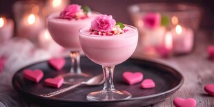 浪漫玫瑰粉甜品装点爱意