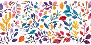 多彩花卉枝叶装饰图案