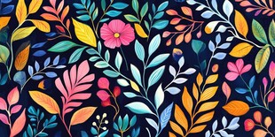 多彩花卉叶子图案背景