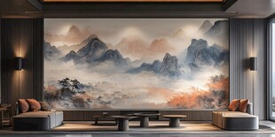 中式山水风客厅装饰画