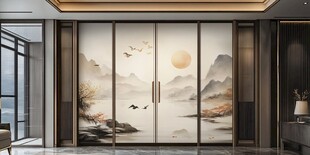 中式山水意境双开大门