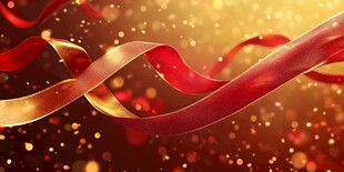 红金飘带营造梦幻节庆氛围