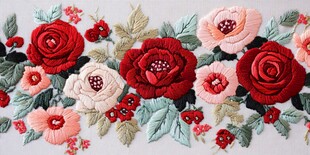 精美刺绣花卉装饰图案
