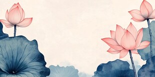 水墨荷花中式唯美背景图