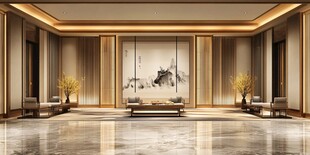 中式豪华大厅室内设计效果图