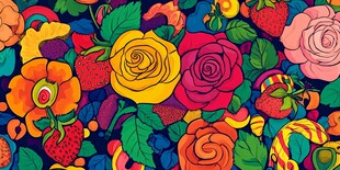 缤纷花卉草莓图案设计