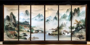 中式山水屏风画的雅致意境