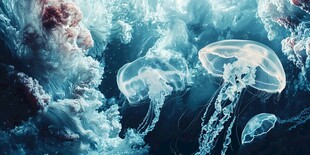 梦幻水母在深海中悠然飘动