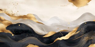 水墨金韵 流动山水意境图