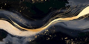 黑金流动线条抽象艺术图