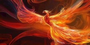 火凤凰展翅 绚丽色彩飞舞