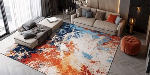 现代客厅的多彩艺术地毯