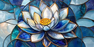 蓝色琉璃风莲花艺术图案