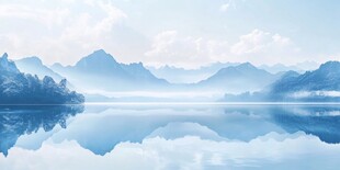 湖光山色的静谧山水画卷