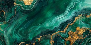 绿金交织的流体艺术纹理