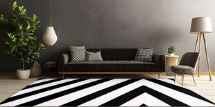 简约黑白风客厅地毯装饰