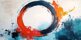 抽象墨韵圆环艺术画作