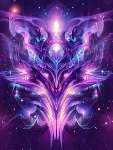 梦幻紫色神秘花卉光影图