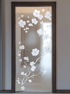 花朵图案玻璃门装饰