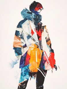 抽象风多彩着装人物形象