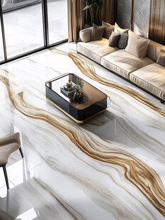 奢华客厅大理石纹地板展示